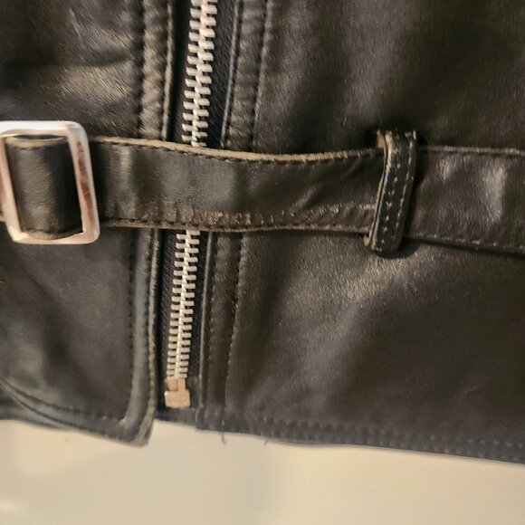 Vintage Bullskins Black Leather Jacket Biker Rocker Motorcycle Moto Womens 14 - Picture 6 of 16